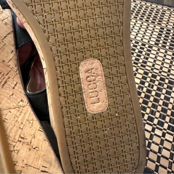 Lucca Lane Black Kameron Platform Wedge Sandals Ankle Strap Size 6.5 - Picture 8 of 11